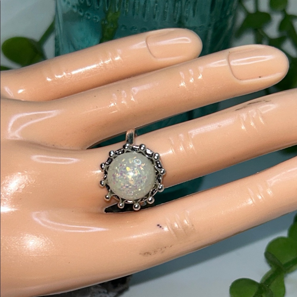 Elegant Silver Opal Ring